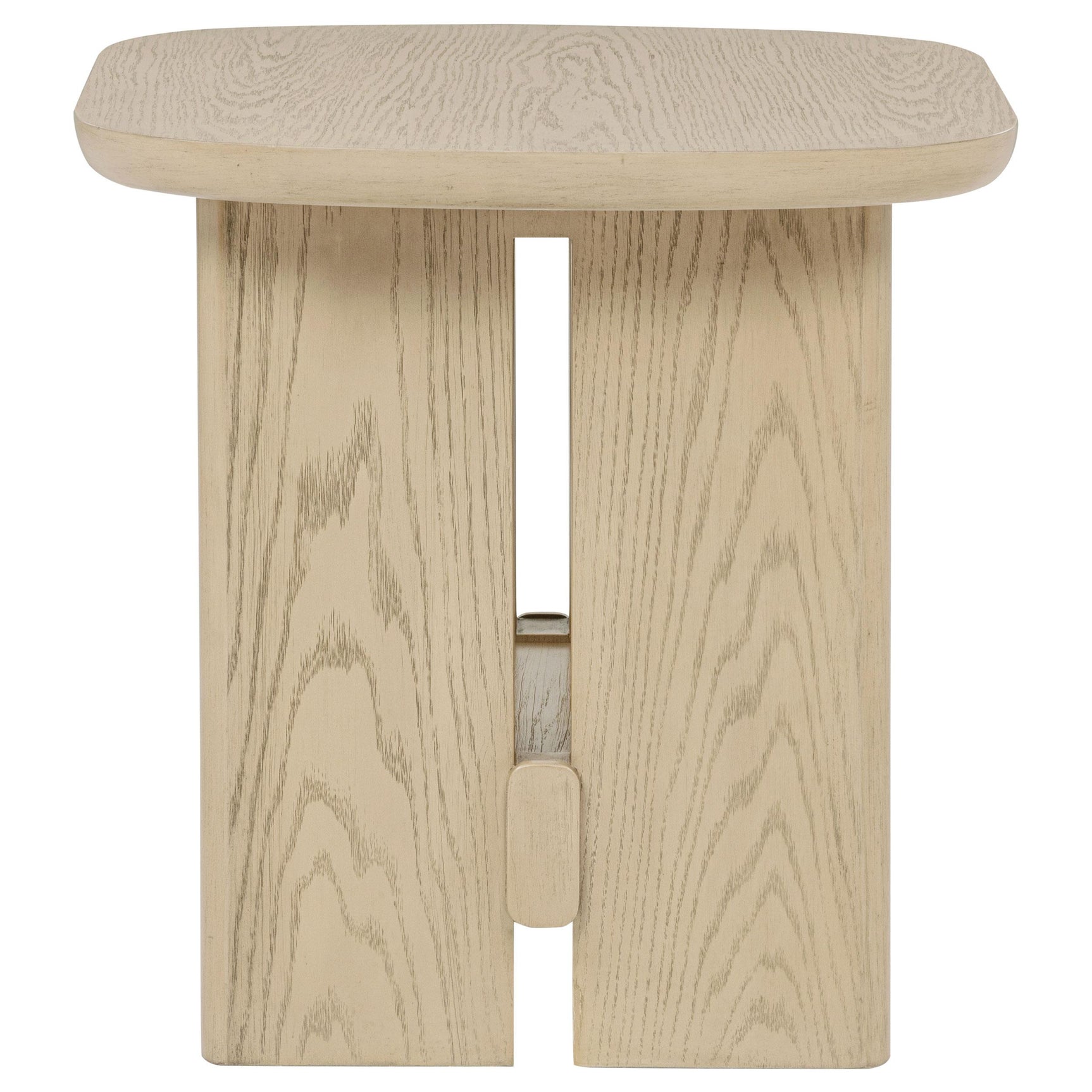 Side view of coffee table showing plastic glides