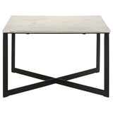 Detail of Tobin metal frame with crisscross design