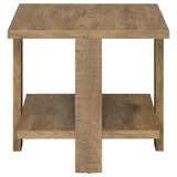 Top view of Dawn end table showing mango brown finish