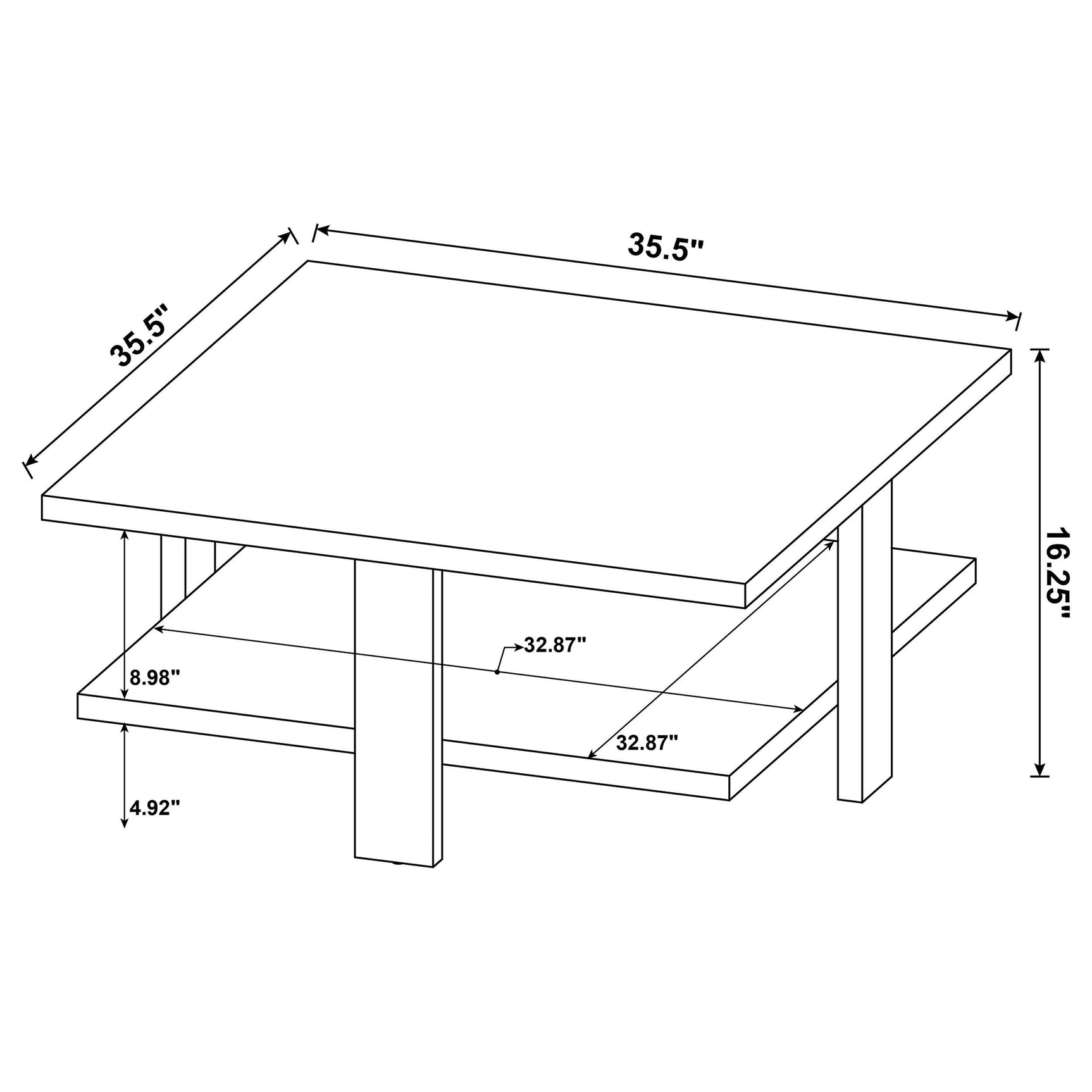 Dawn coffee table side profile