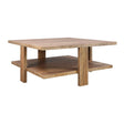 Dawn Square Mango Wood Coffee Table with lower shelf front angle
