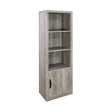 Burke Grey Driftwood Media Tower with shelves and cabinet front view