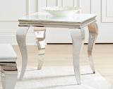 Luna Square End Table showing chrome Queen Anne legs