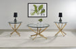 Top view of Brooke coffee table showing tempered glass and black frame