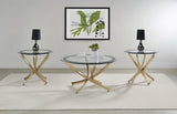 Top view of Brooke coffee table showing tempered glass and black frame
