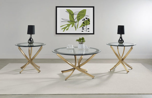 Top view of Brooke coffee table showing tempered glass and black frame