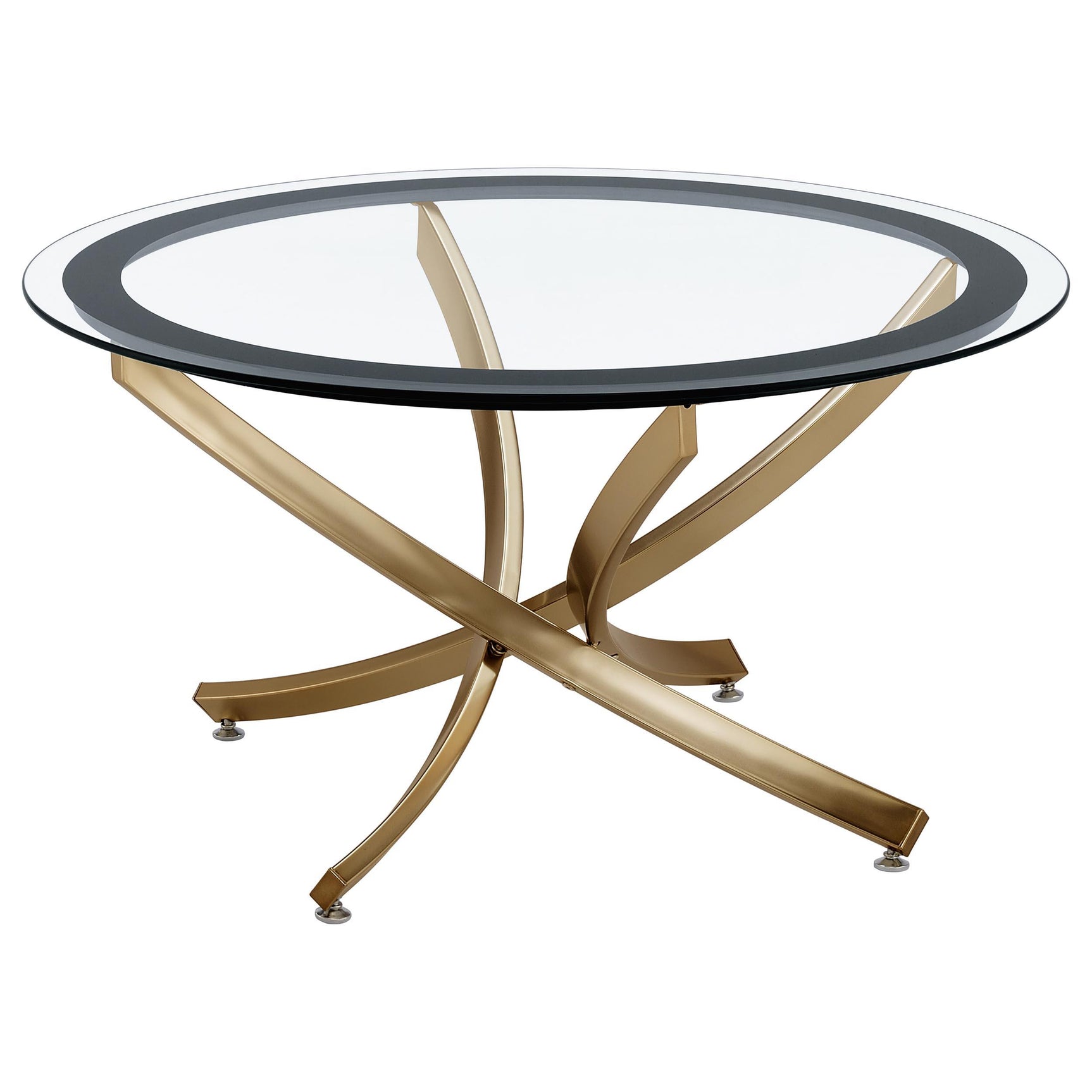 Close-up of metal base detail on Brooke coffee table set