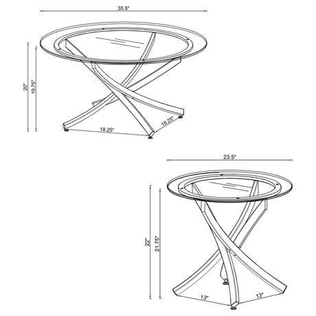 Brooke 3-piece table set arranged in living room