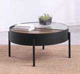 Ozella coffee table sliding wood top revealing hidden storage