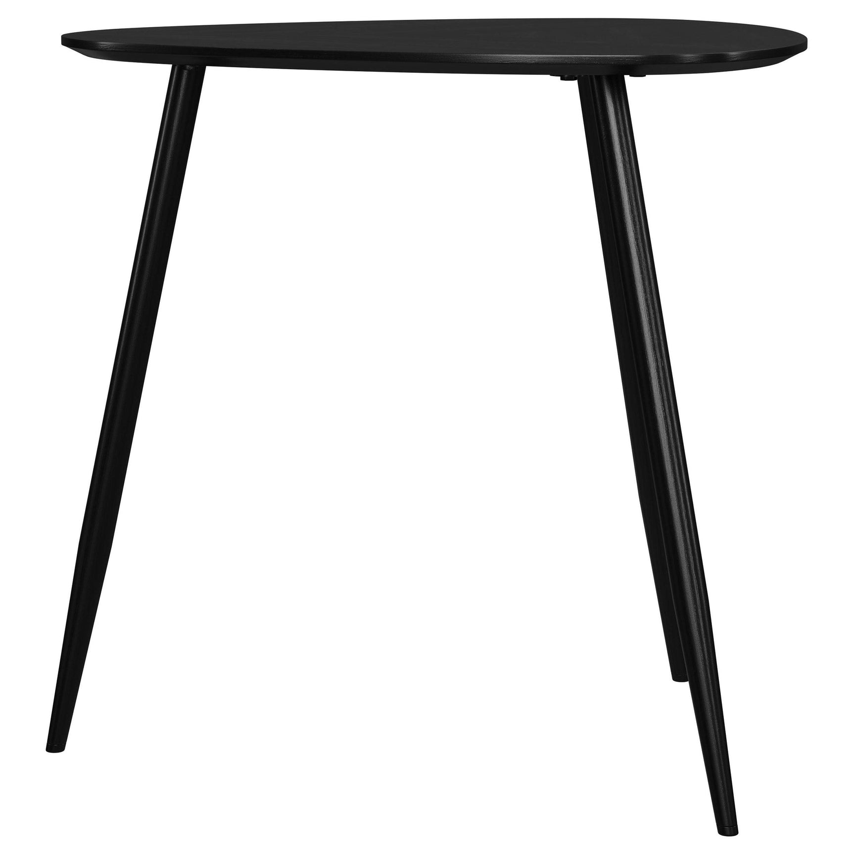 Side view of Odessa triangular black end table