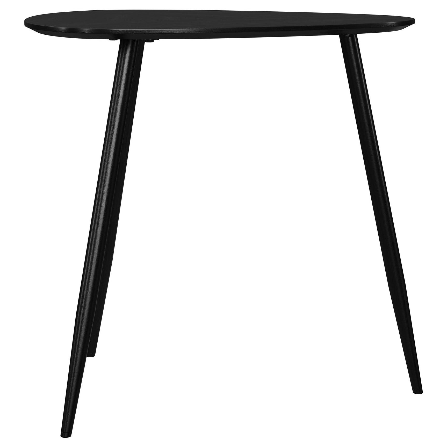 Black mango wood triangular coffee table top detail