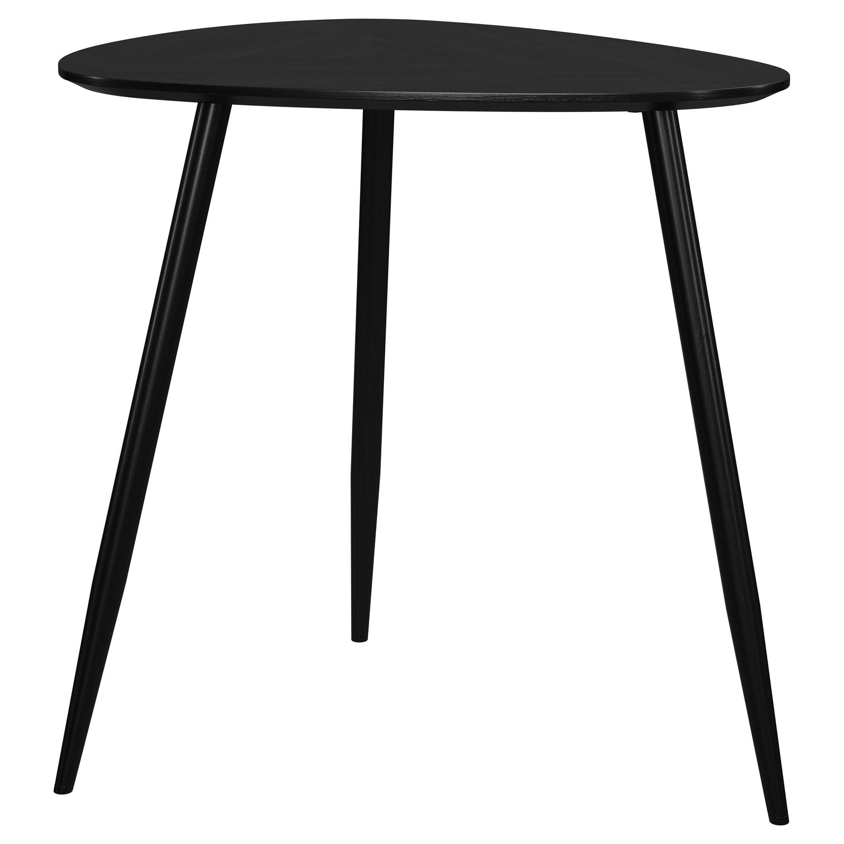 Side view of Odessa coffee table with splayed iron legs