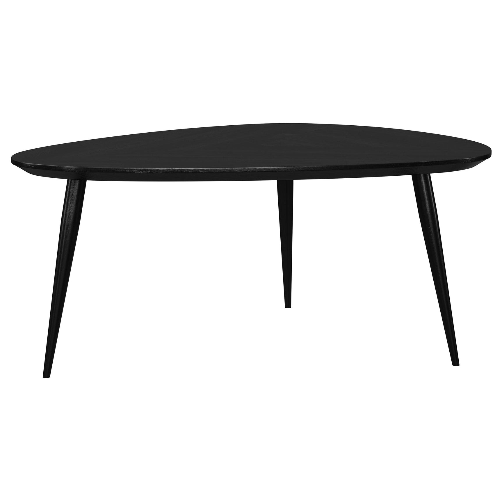 Close-up of rounded corner on Odessa triangular coffee table