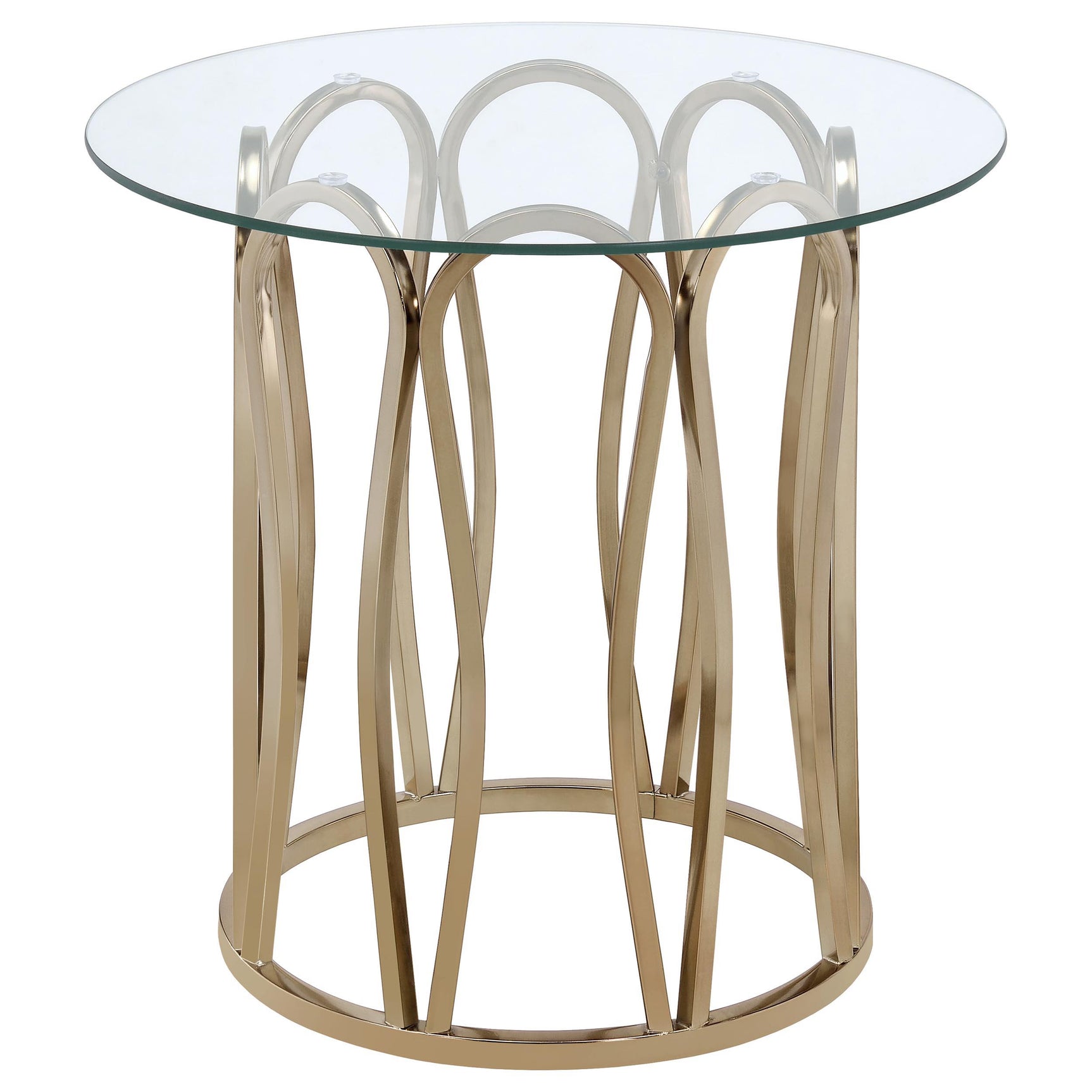 Side view of Monett 2-piece coffee and end table set in chocolate chrome