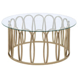 Detail of geometric metal base finished in chocolate chrome