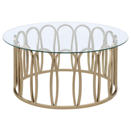 Detail of geometric metal base finished in chocolate chrome