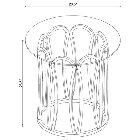 Top view of Monett coffee table glass surface