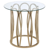 Side angle of Monett coffee table showing tempered glass top