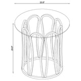 Overhead view of coffee table glass surface