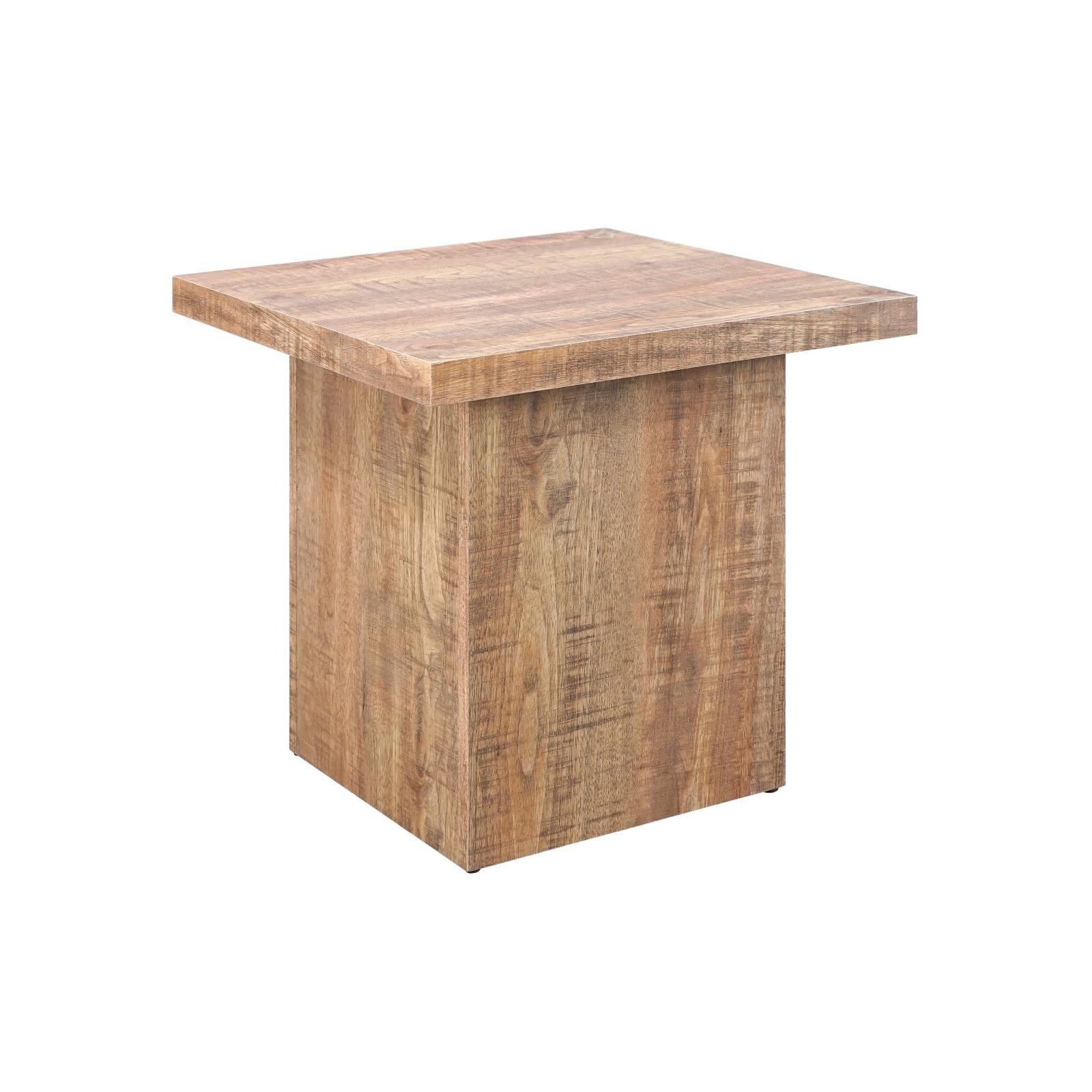 Devar Square Mango Wood End Table angled view