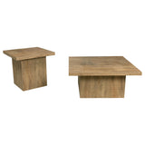 Devar 2-piece square end table in mango finish, side view