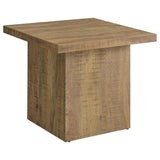Devar end table mango finish with block base