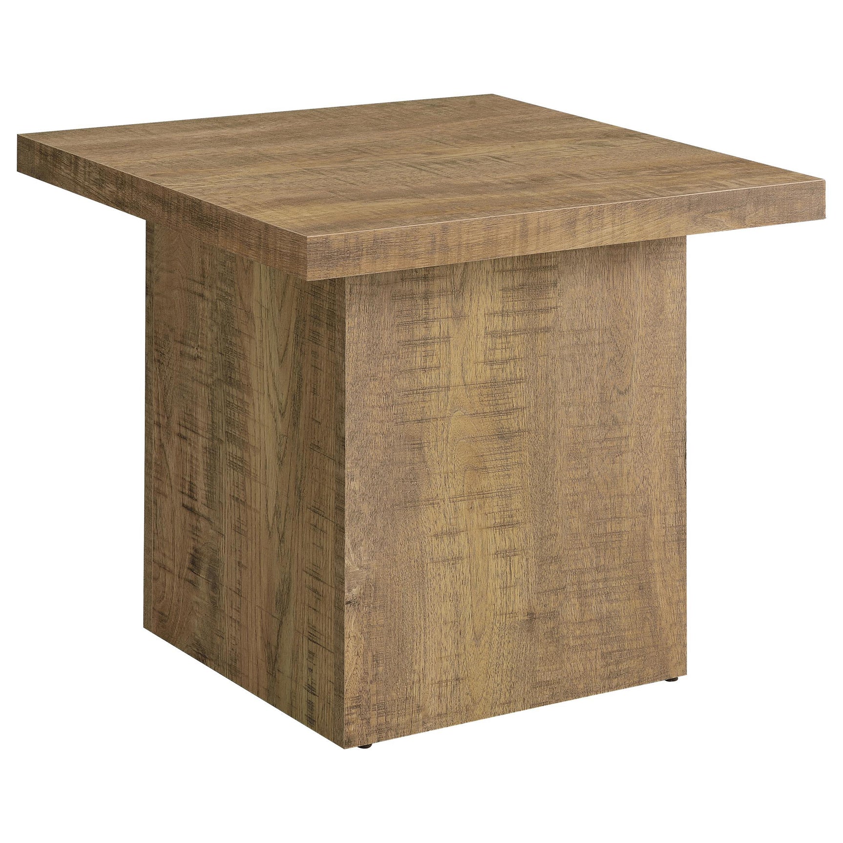 Devar end table mango finish with block base