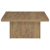 Coffee table showcasing clean lines and natural mango finish
