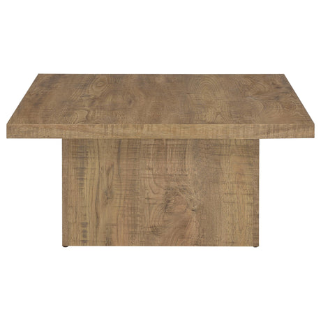 Coffee table showcasing clean lines and natural mango finish