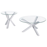 Kenzie coffee table top view with round tempered glass