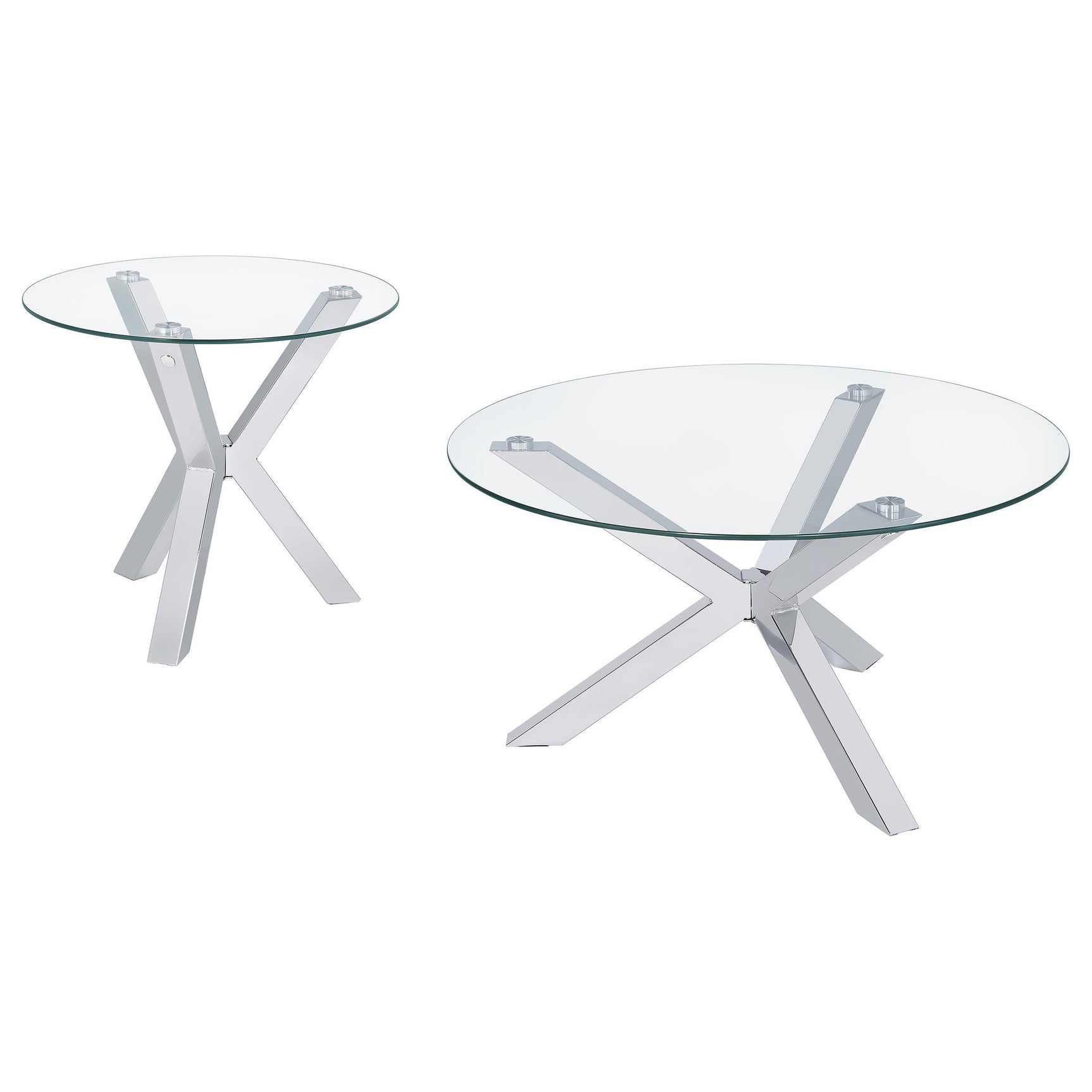 Kenzie coffee table top view with round tempered glass
