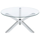 Polished chrome frame detail on Kenzie coffee table