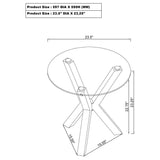 Top view of Kenzie round coffee table showing glass surface