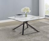 Carvell Coffee Table angled view highlighting black tempered glass layer