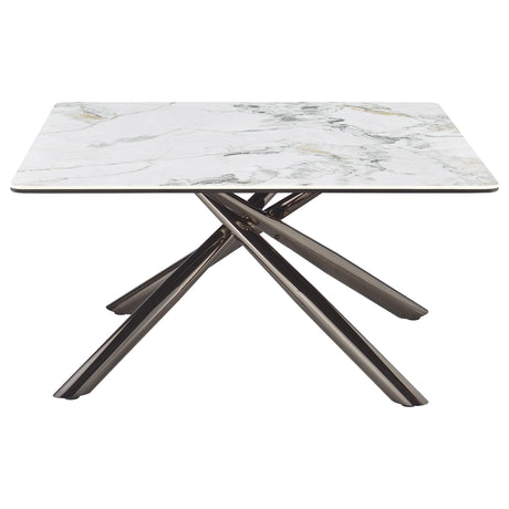 Full view of Carvell Square Coffee Table in contemporary living room setting