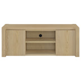 Close-up of wood laminate texture and finish on entertainment center