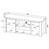 Laurelton 3-piece entertainment center in light oak centered, showing assembled TV stand and media towers