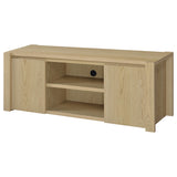 Top view of light oak finish on TV stand