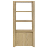 Laurelton 3-shelf tall media tower pier cabinet in light oak, front view