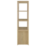Laurelton 3-shelf tall media tower pier cabinet in light oak, front view