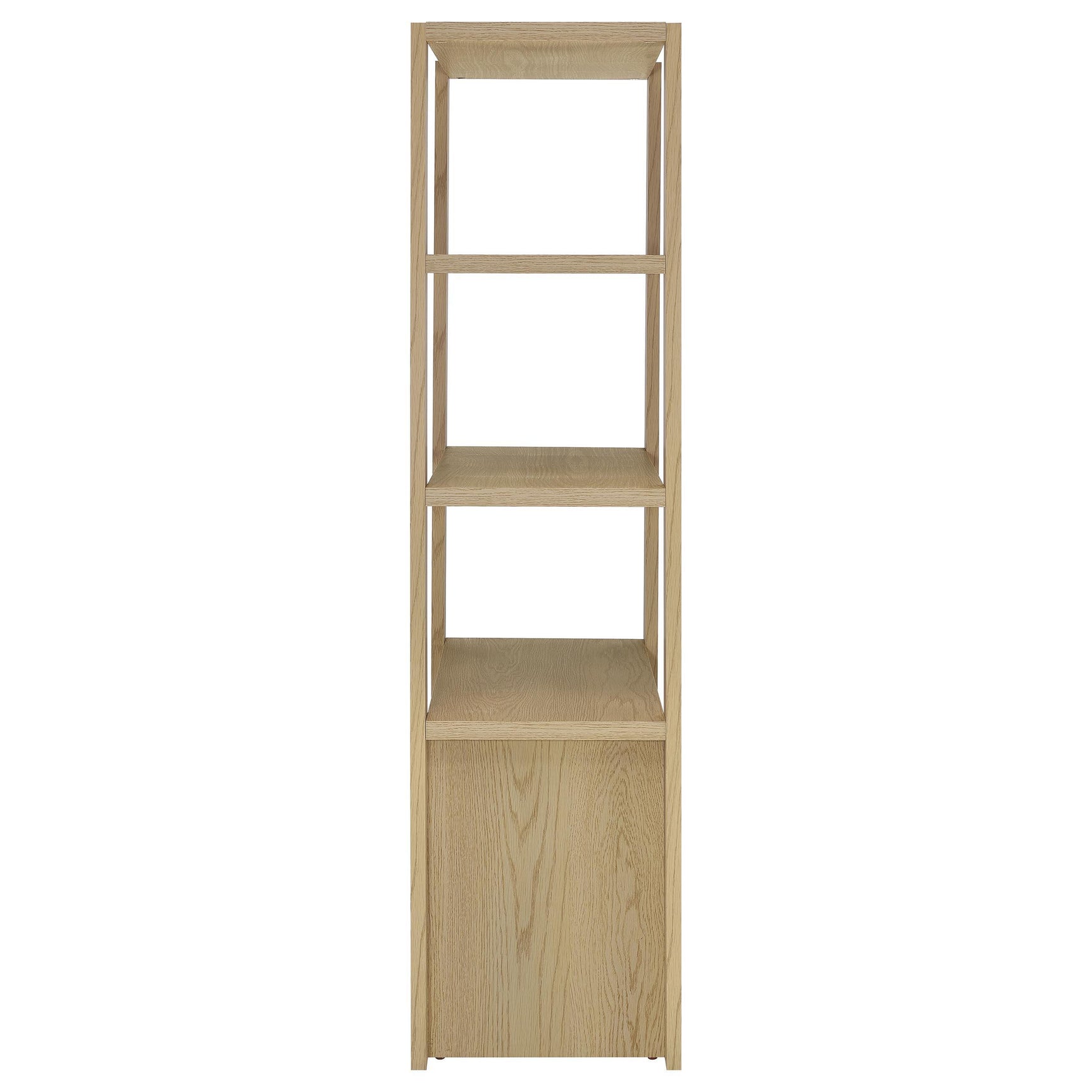 Laurelton 3-shelf tall media tower pier cabinet in light oak, front view