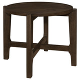 Cota end table solid wood dark brown side view