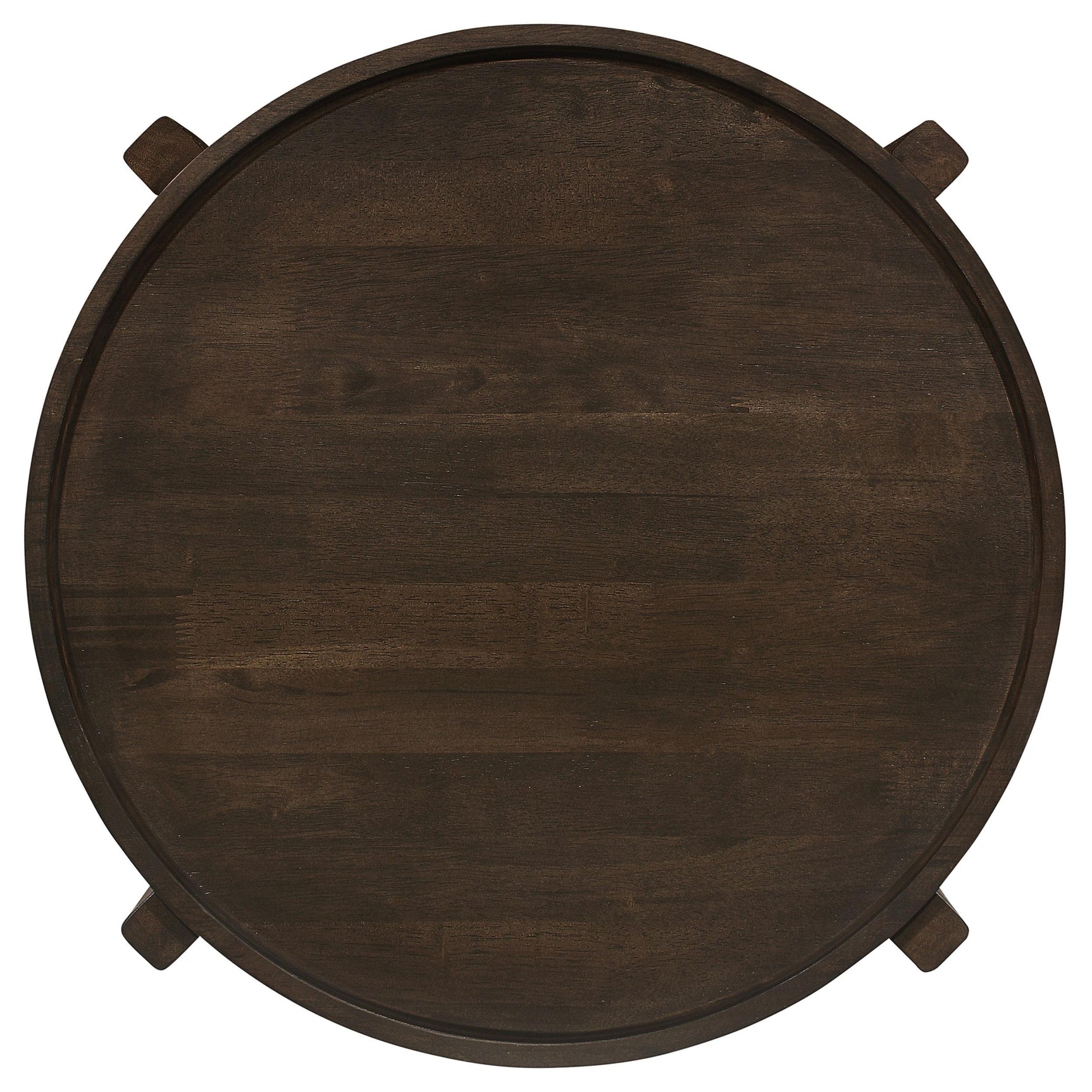 End table corner showing solid wood grain