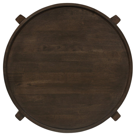 Solid rubberwood coffee table top detail