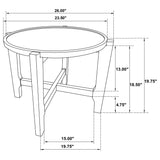 Side view of coffee table with decorative items
