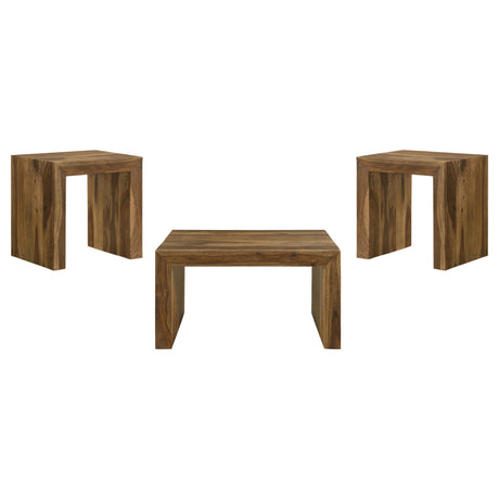 Odilia coffee table close-up showing wood grain and mitered corners