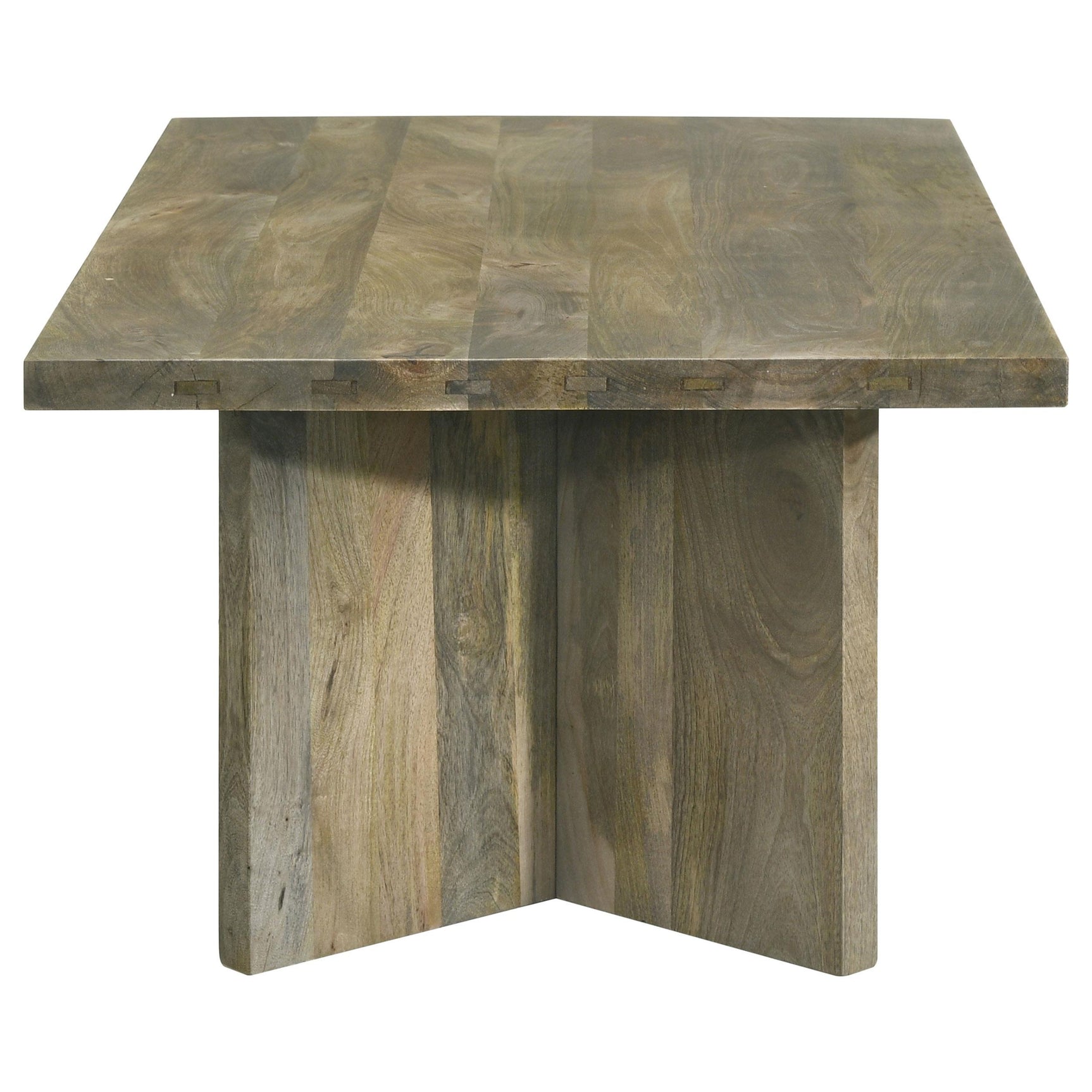 Side view of end table with visible wood grain