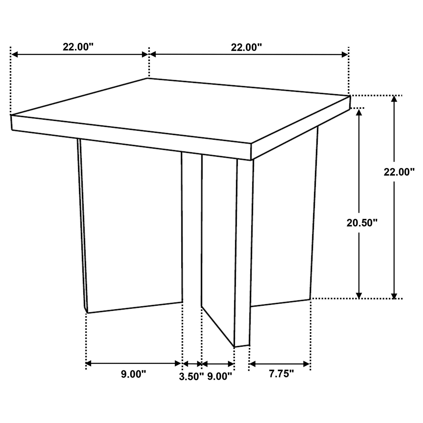 Andando end table overhead view