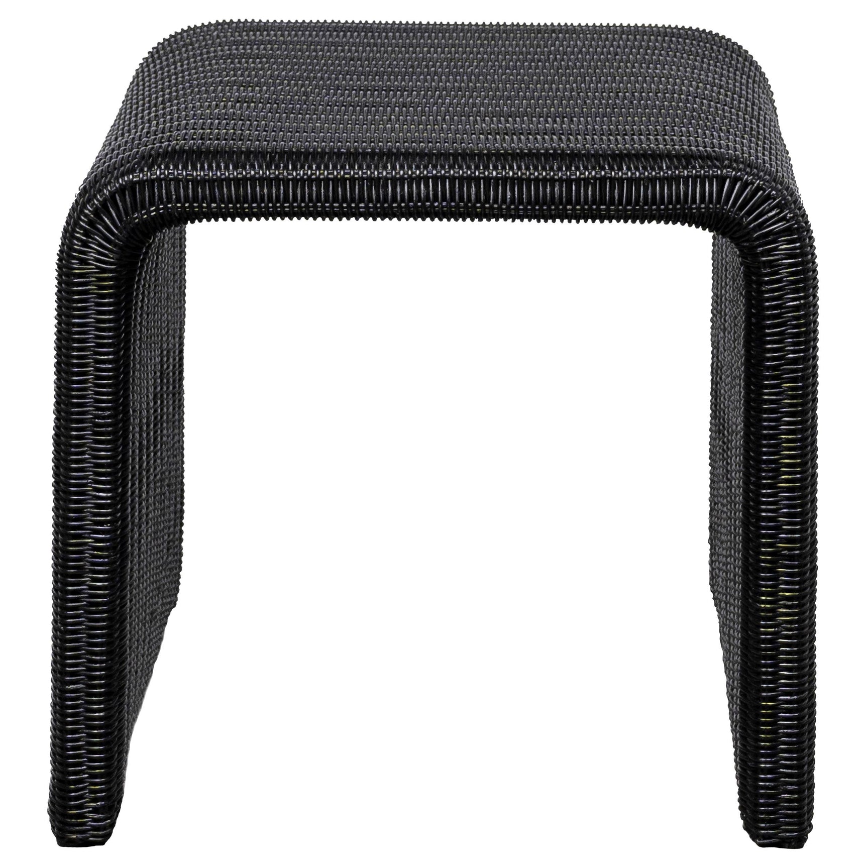 Black iron frame detail on coffee table corner