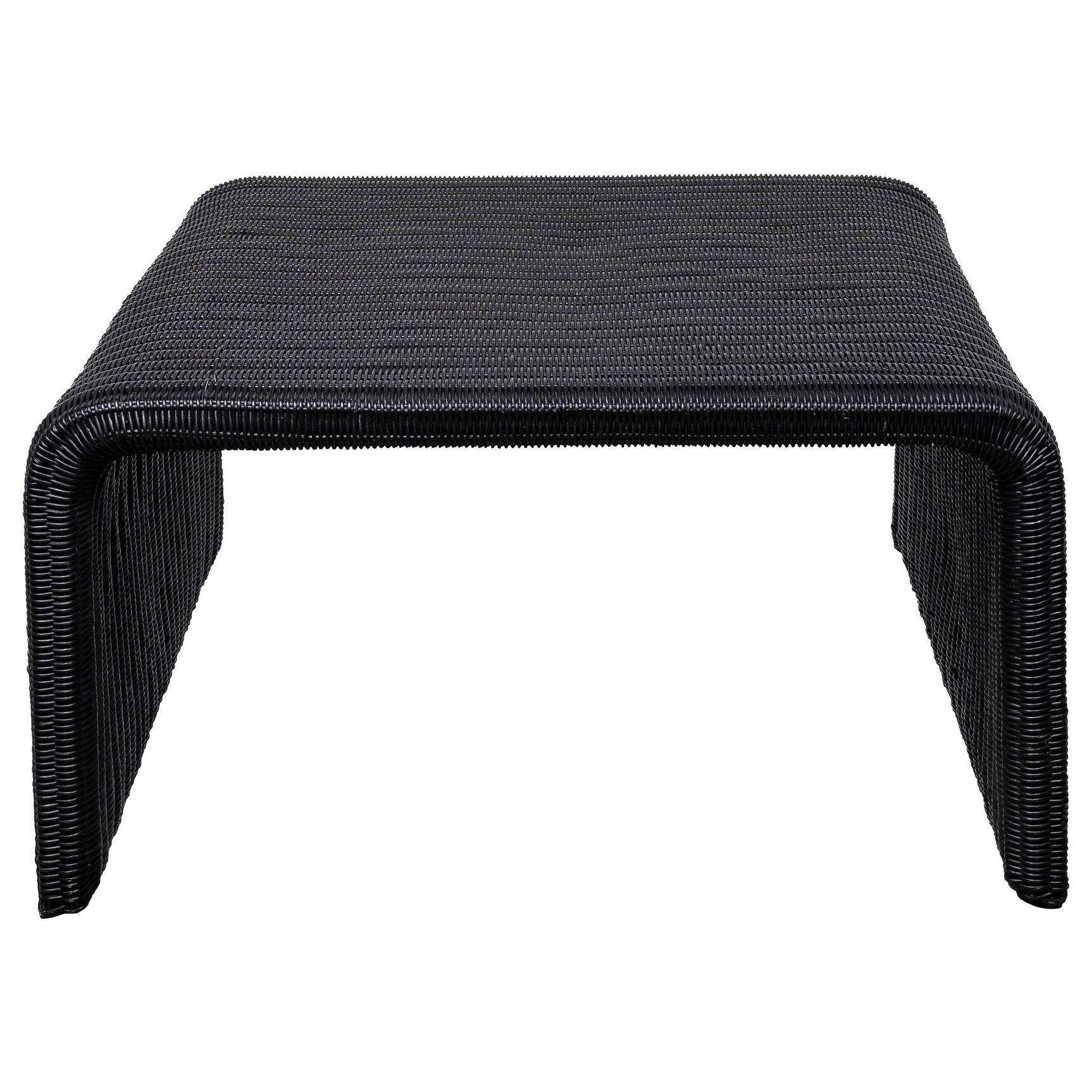 Detailed view of rattan weaving on end table
